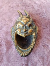 Superbe Cendrier Vintage Bronze/Laiton Tête de Diable Cornu et démon Collection