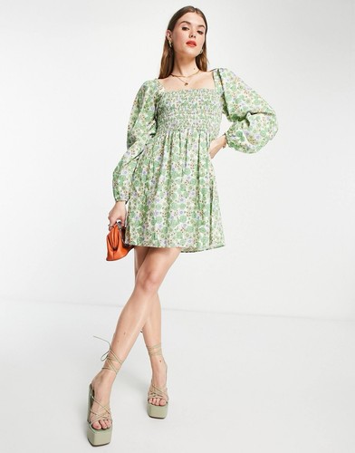 Robe smockée fleurie coton - smockée, en