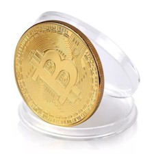 Médaille token Pièce BITCOIN Dorée BTC collector couleur coin 4cm