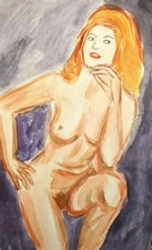 Tableau ancien aquarelle fauve