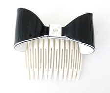 CARITA (Paris) FRANCE Peigne chignon noir/blanc vintage updo hair comb barrette