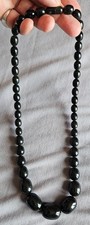 Collier " Sautoir " en bakélite - Perles noires - Black bakelite bead
