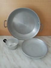 TRIO ASSIETTE PENTOLE  CREUX ET TASSE EN ALUMINIUM DE CAMPING
