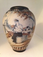 Magnifique vase de Ciboure Maison basque  signé David 