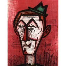 BUFFET Bernard - Lithographie originale "Le Clown Rouge" 31x24cm - 1967