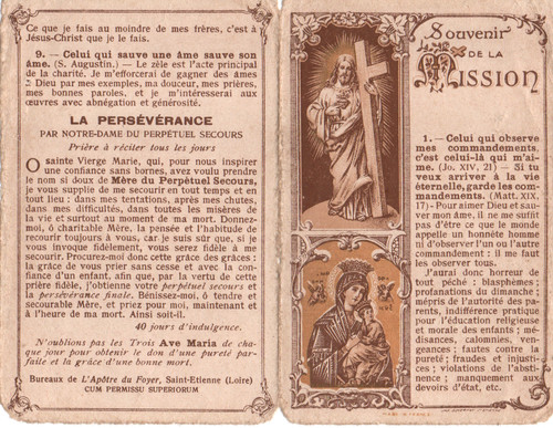 Image pieuse double souvenir - double,