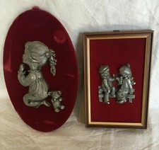 2 Tableaux cadre étain sur