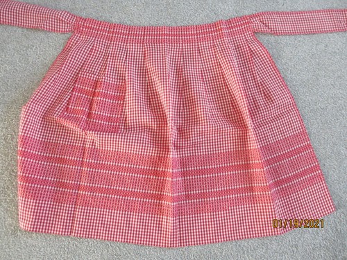Hand embroidered red gingham - embroidered,