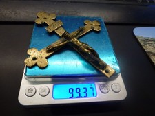 croix autel,procession polylobée,bronze,christ couronné,XVIème,XVIIème,P 100g