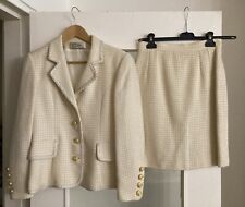 tailleur jupe et veste blazer Tweed en Laine Claire Paris vintage année 90 T36