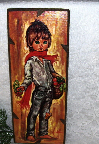 Antique print big eye boy - eye,