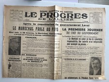 JOURNAL LE PROGRES DE L'ALLIER VICHY 20 AVRIL 1942 '' GOUVERNEMENT  DE LAVAL   "