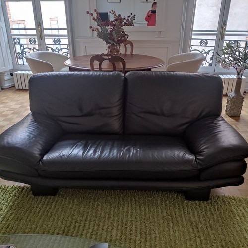 Canapé cuir noir roche bobois - cuir,