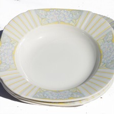 Lot de 5 assiettes creuses GIEN France Fleur de Lotus Marie-Pierre Boitard