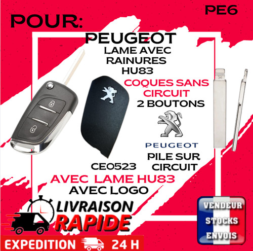 Coque clé peugeot 206 - coque, 207