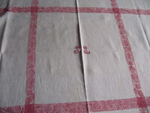 Nappe ancienne damassée - ancienne,