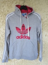 Sweat à capuche ADIDAS rétro vintage TREFOIL gris rose F 40 UK 12 D 38 I 44