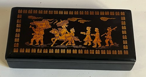 Coffret bois laqué noir - coffret,