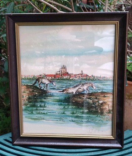 Aquarelle sous verre camargue - aquarelle,