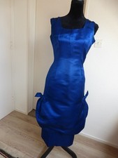 ROBE ANCIENNE BLEU ROI SATIN LUMINEUX ANNEES 30 BELGIQUE 2 PARTIES