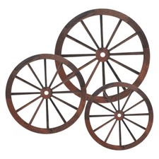  3 Pcs Roue De Wagon Roues Bois Décoration Occidentale Art Mural Rustique
