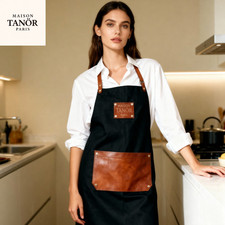 Tablier cuir & canvas noir Maison Tanör Paris – Unisexe – Élégance & résistance