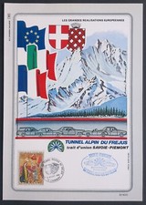 Document Philatélique Tunnel Alpin du Fréjus Train d'union Savoie - Piémont 1980
