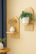 Étagère murale en bois rustique – Design rayé en pin naturel