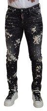 DSQUARED2 Jean Noir Délavé Blanc Couleur Éclaboussure Décontracté IT48/W34/M
