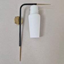 APPLIQUE VINTAGE 1950 MAISON ARLUS LAITON DORE METAL NOIR & OPALINE 50S RETRO