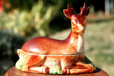Michel Caugant Terrine cerf biche céramique 20cm vintage Deer Shaped Kitchenalia