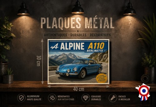 Plaque métal vintage alpine - métal,