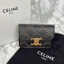 CELINE Mini Portefeuille Triomphe Porte Monnaie Marron Bon État Avec Boîte...