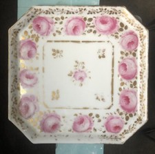 Cassé Maillard Plateau Porcelaine Roses Et Dorures Rare Shabby Chic Cica. 1830