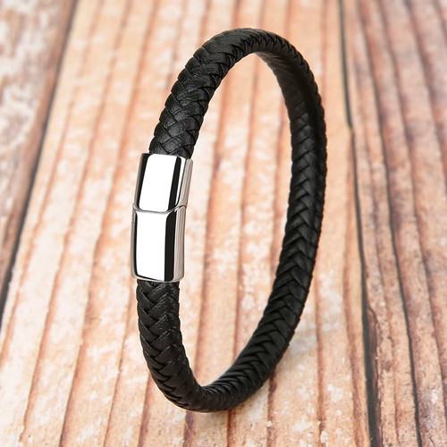 Bracelet cuir tressé homme - cuir,