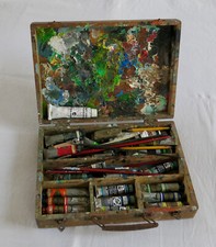 BOITE de PEINTURE, ancienne boite de peintre, artiste, boite peinture ancienne .