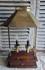 ANCIENNE GRANDE LAMPE DE BUREAU LAITON ET BOIS STYLE COLONIALE REGLABLE