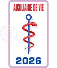 Caducée auxiliaire de vie 2026 -Sticker autocollant pare-brise