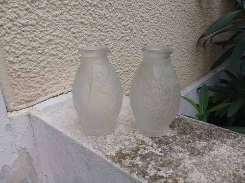 Paire vase verre moulé - en,