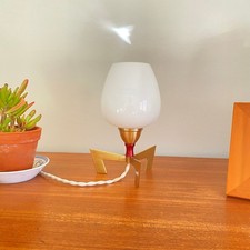 Lampe de table bureau chevet vintage globe verre opaline ancien LAMP-7522