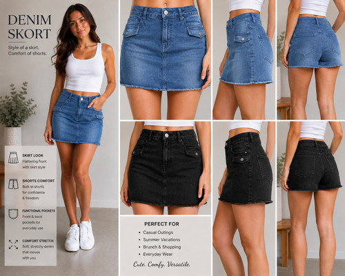 Jupe short jean taille - jupe-short, en