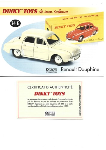 Dinky toys fiche certificat - dinky,