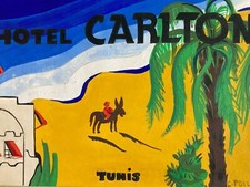 Beau Dessin Gouache Carlton Tunis Tunisie Projet Publicité 1950 Publicitaire Art