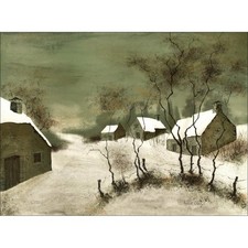 CHAROY Bernard - Lithographie originale "Paysage enneigé" 56x76cm