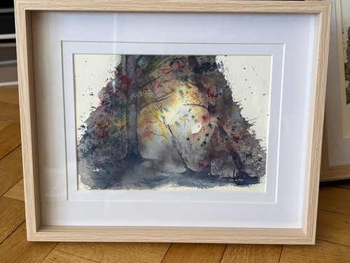 Cadre aquarelle forêt - aquarelle,