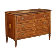 Commode Néoclassique Sapin Noyer Italie XVIIIe Siècle Originale