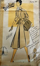 5422 PATRON PARIS LUXE VINTAGE FRENCH PATTERNROBE MI-SAISON MANCHE 3/4 T 44