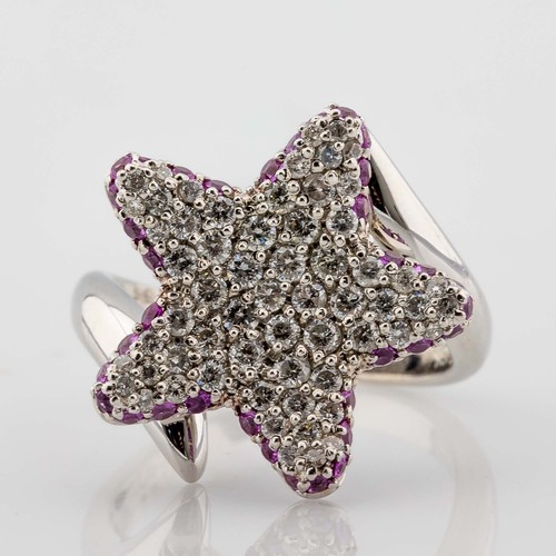 Bague étoile blanc 750 - or,