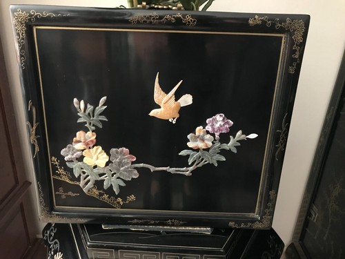 Tableau chinois bois laque - tableau,