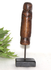 Antique en Bois Femme Lady Figurine Sur Socle Original Ancien Main